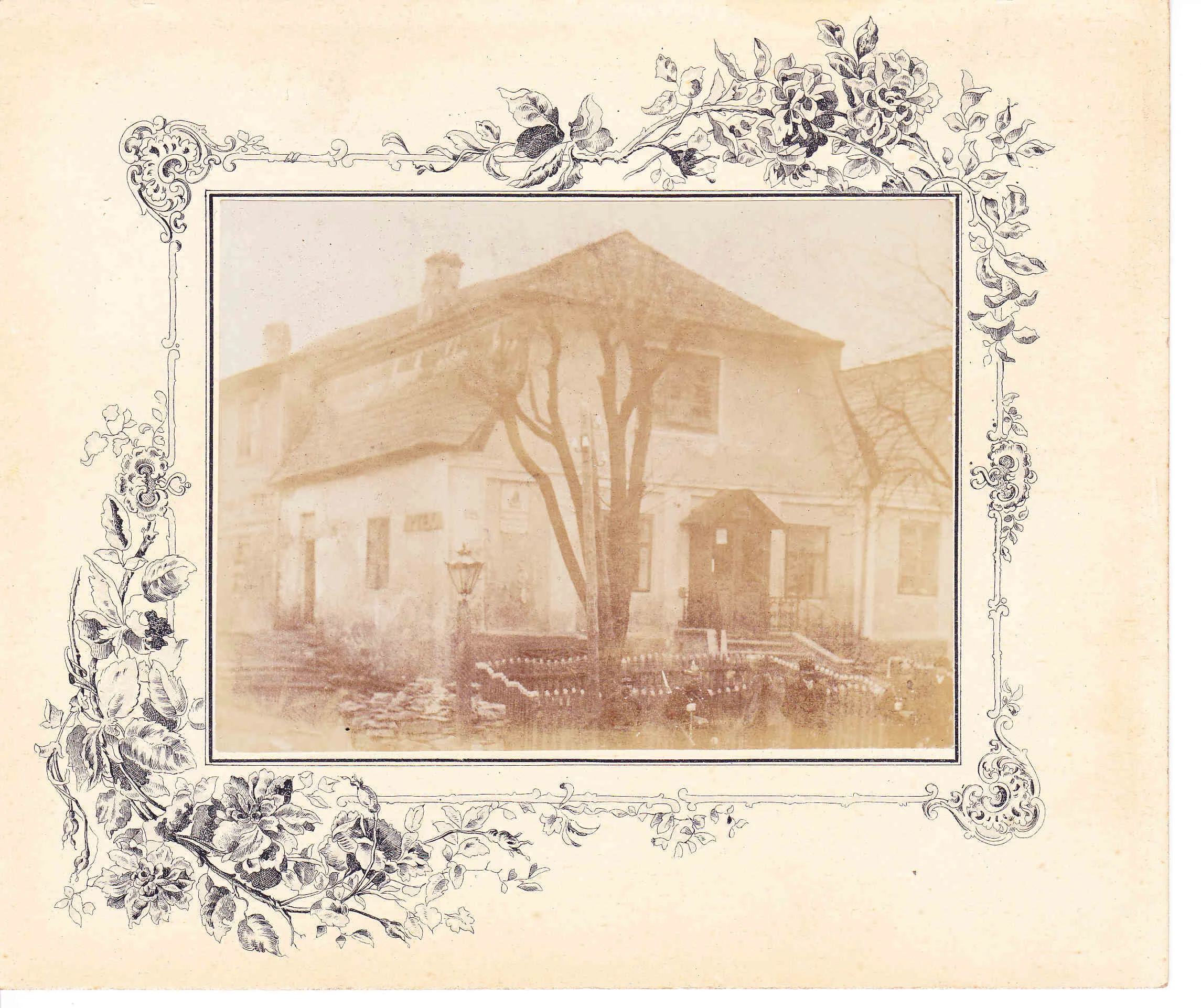 Dom rodziny Baranieckich, sfotografowany w 1890 roku, na ozdobnej karcie gabinetowej