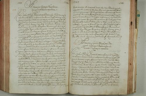 Wpis w księdze Libri Regii (Węgierskie Archiwum Narodowe) dotyczący nadania szlachectwa Georgowi Frischmanowi w 1727 roku.